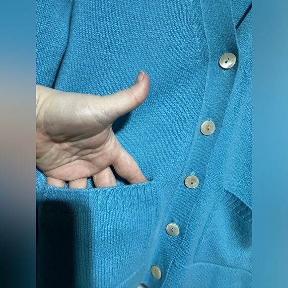 NWOT Jumper 1234 Designer Cashmere Blue Cardigan Sweater Size 1 US 6/8 Pockets - Picture 3 of 5
